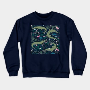 American Alligators and Roseate Spoonbills - cute animal design by Cecca Designs Crewneck Sweatshirt